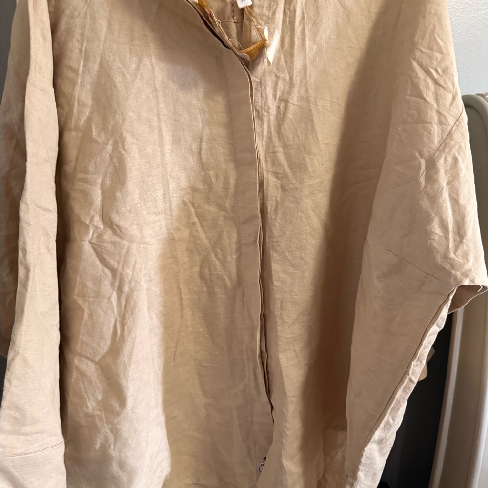 Tan Button-Up Shirt with pants co ords
